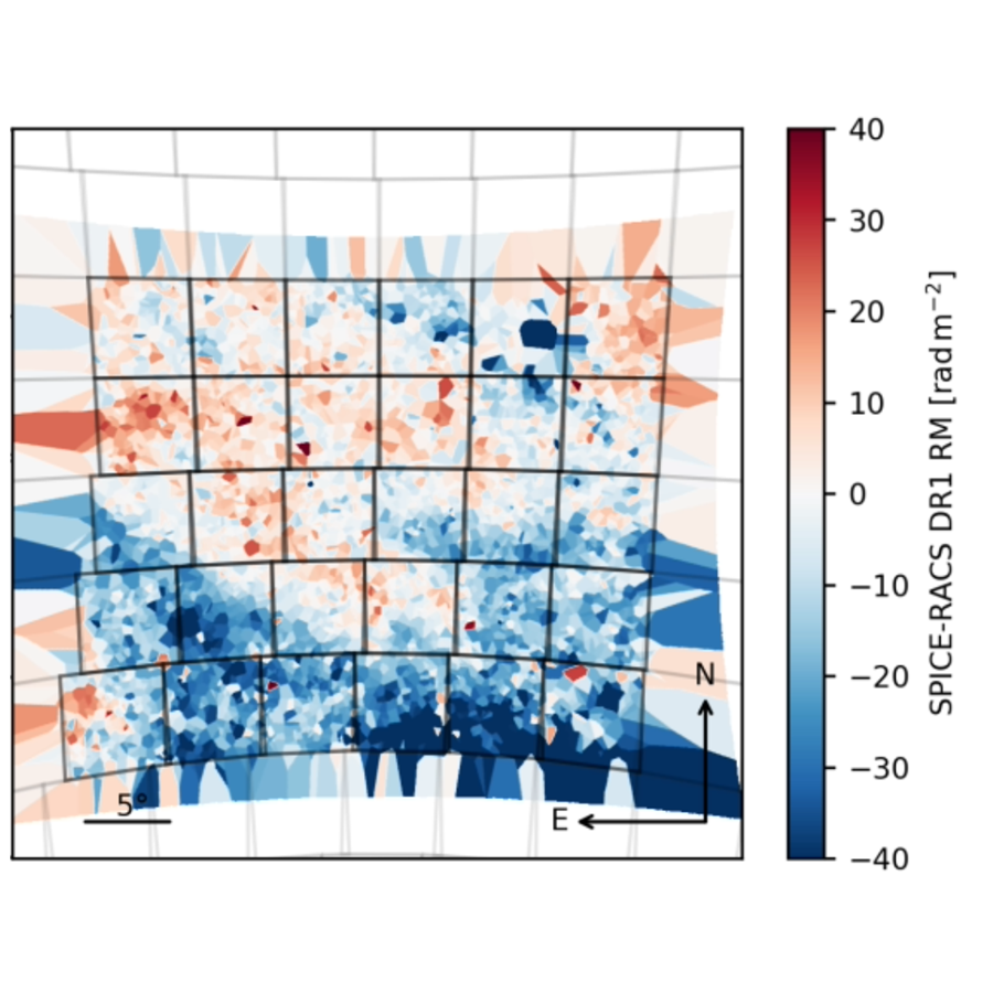 SPICE-RACS is creating a map of the entire southern sky from RACS showing the polarisation of radio waves.