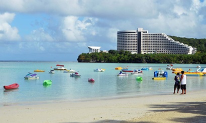Beach and hotel on Guam