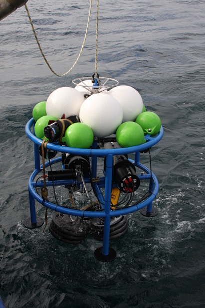 DeepBRUVS being deployed into the ocean