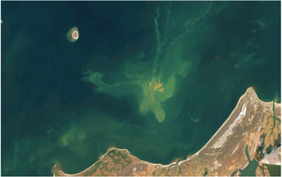 Dredge plume visible from space