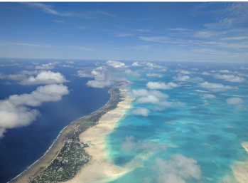 Aerial view of the coast and ocean