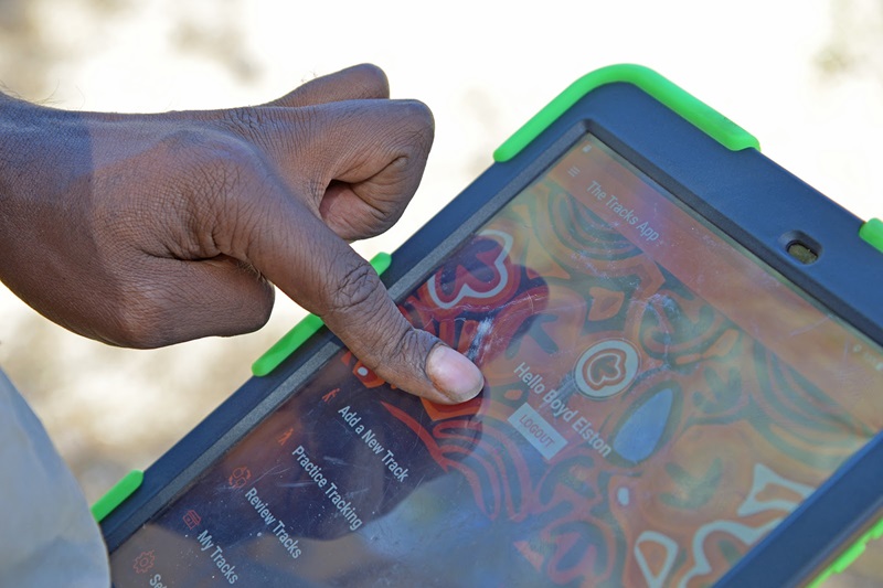 A person using the Tracks App