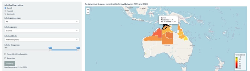 A screenshot from the HOTspots platform shows a map of Australia with parts of northern Australia shaded in different colours.