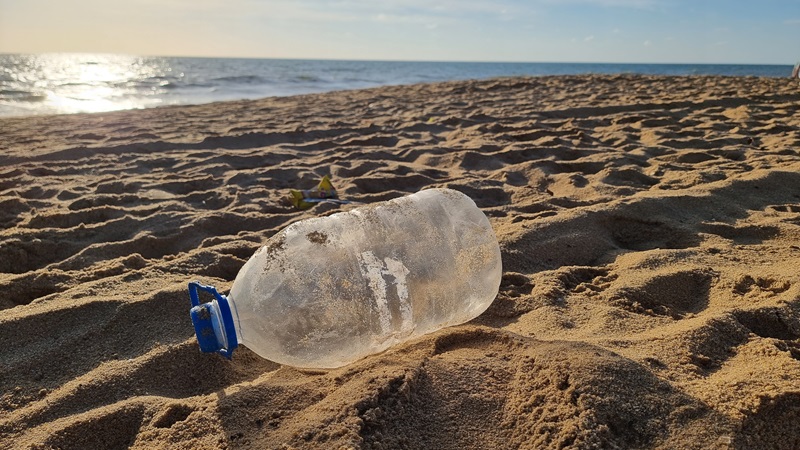 plastic bottle on the beach 