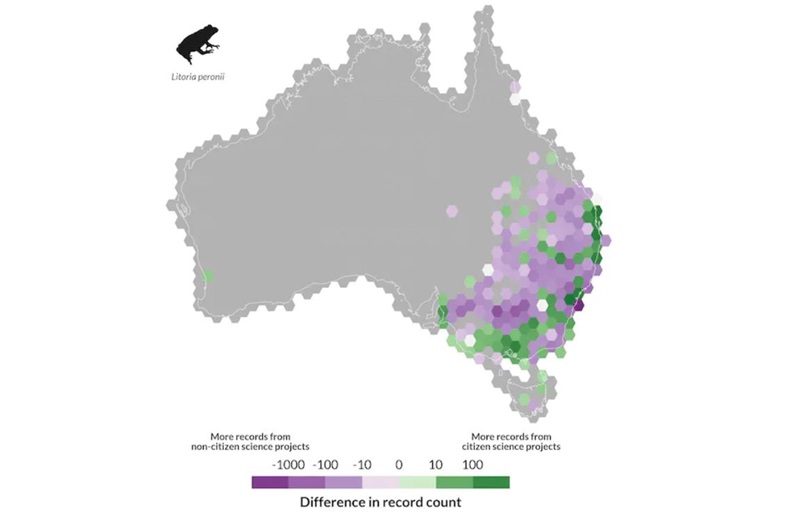 figure showing peron's tree frog locations from citizen science