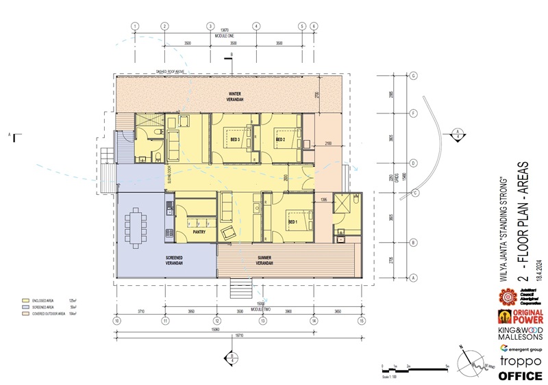 Floor plan of Norm's pilot house showing the large verandahs and location of pantry.