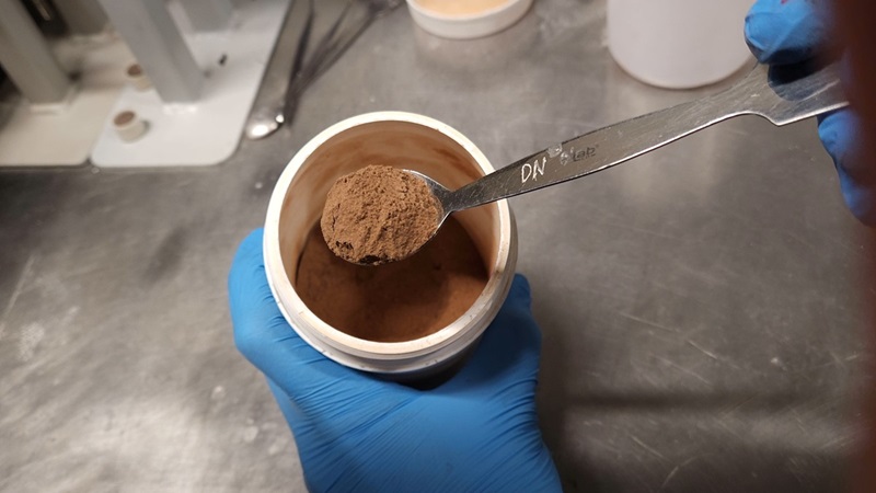 Brown powder on a spoon