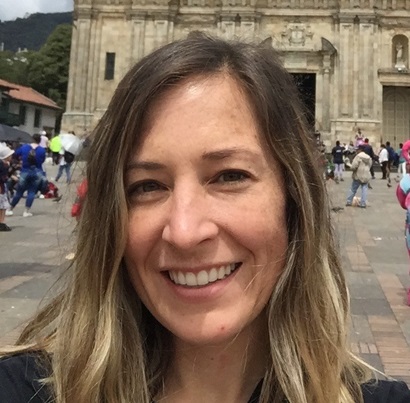 Smiling woman with long hair