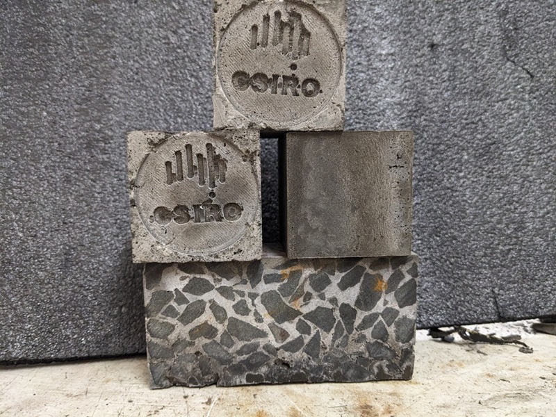 Concrete grey blocck with CSIRO logo molded in