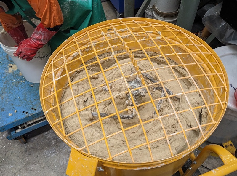 Geopolymer cement in mixer