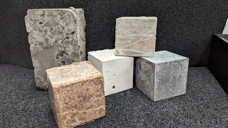 Six different geopolymer blocks