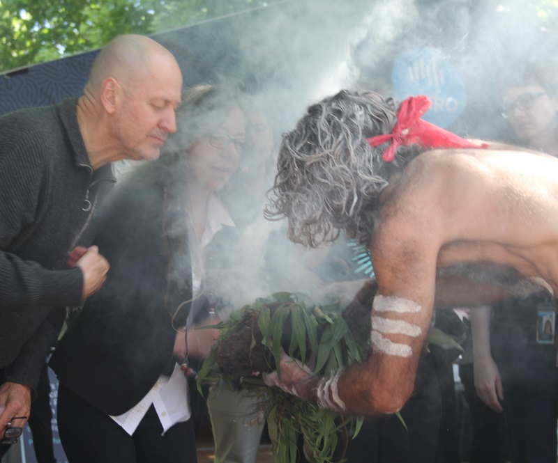 Doug Hilton at a welcome to Country smoking ceremony