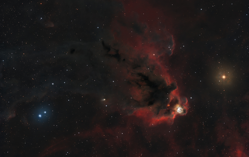 A deep red galaxy.