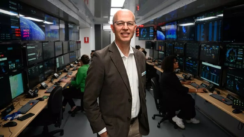 Craig James standing inside the mobile Mision Operations Centre