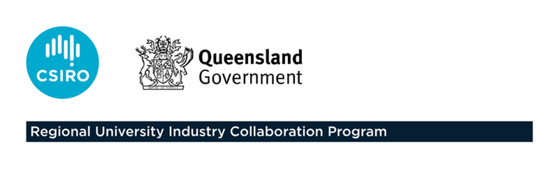 CSIRO and Queensland Government logos on top of Regional University Industry Collaboration Program