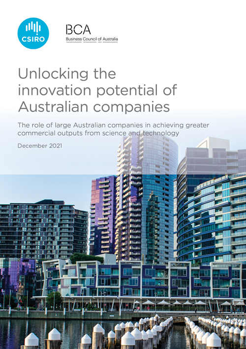 Front cover of the The Unlocking the innovation potential of Australian companies report 