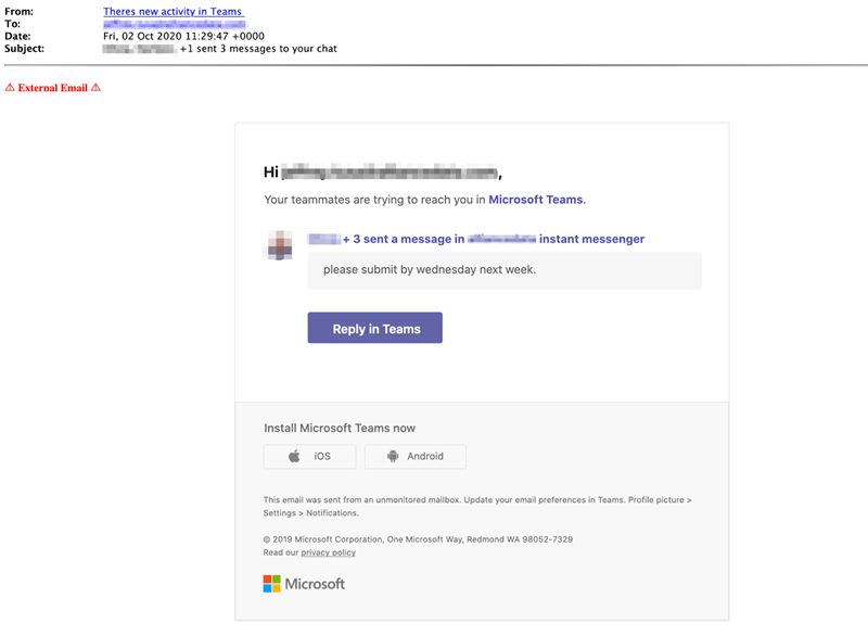 Microsoft Teams phishing scam