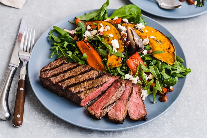 Meat and salad on a plate