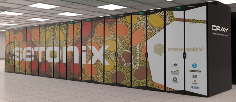 A large supercomputer featuring artwork by Margaret Whitehurst.