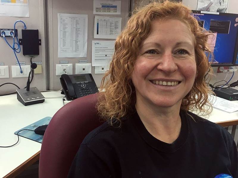 Tara Martina, Marine Geophysicists inside her office. 