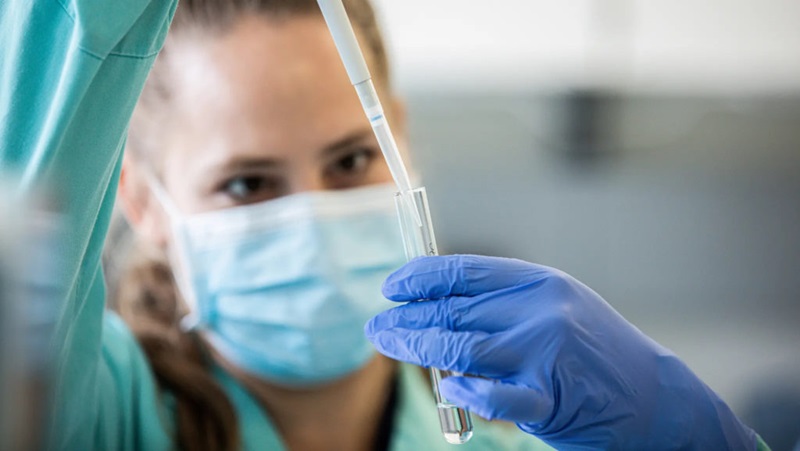 Woman testing a vaccine