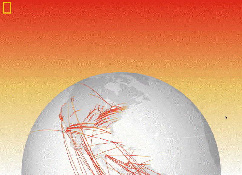 globe with travel lines