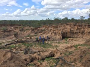 Eroded landscape on the banks of the Upper Burdekin River, Queensland