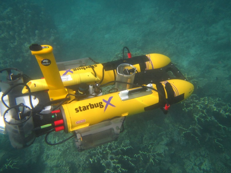yellow submersible at the sea bed