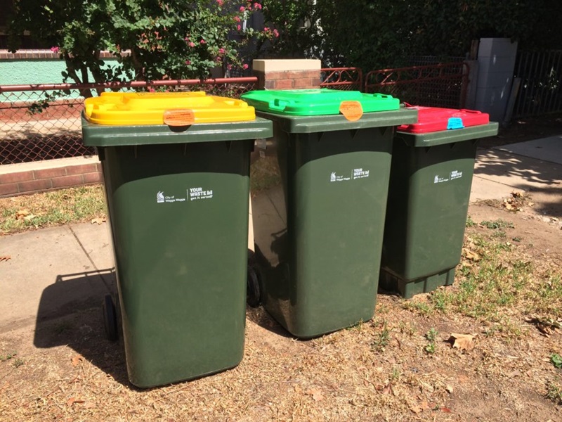 Council recycling bin and general waste bin