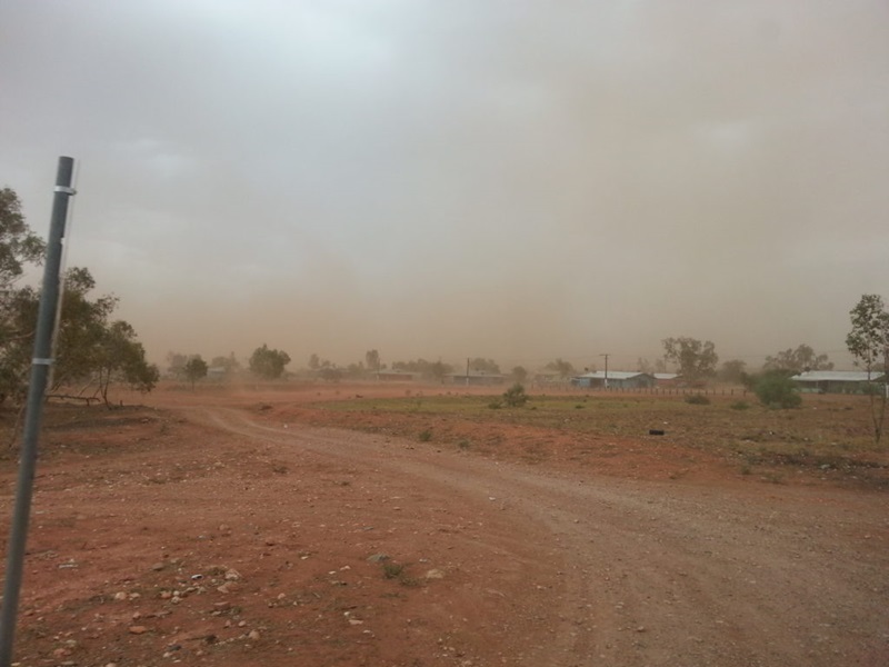 Dust storm in a rural Australian setting. 