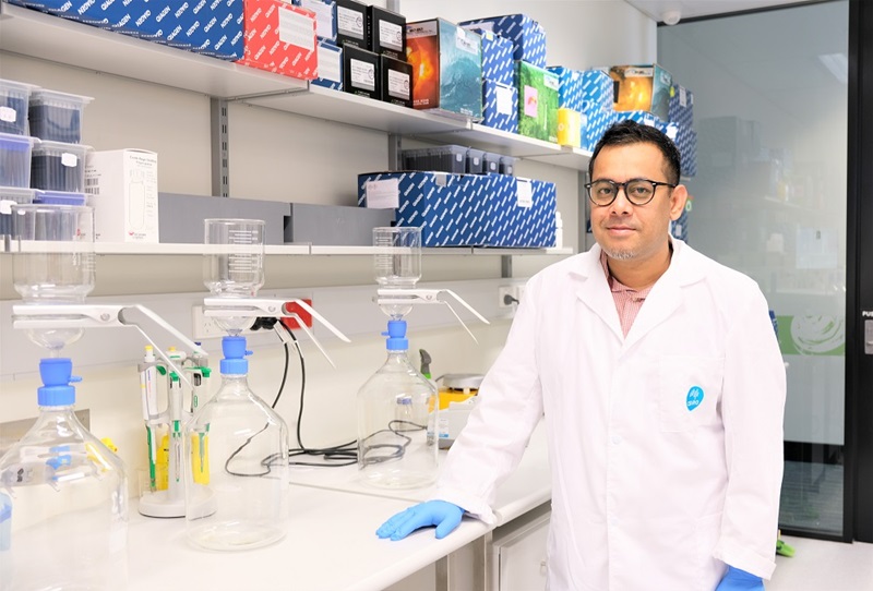 Researcher Dr Warish Ahmed in the CSIRO laboratory