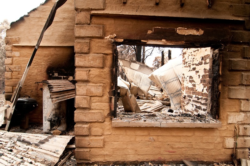 burned out house