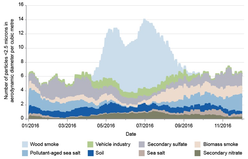 Graph showing various pollutant levels