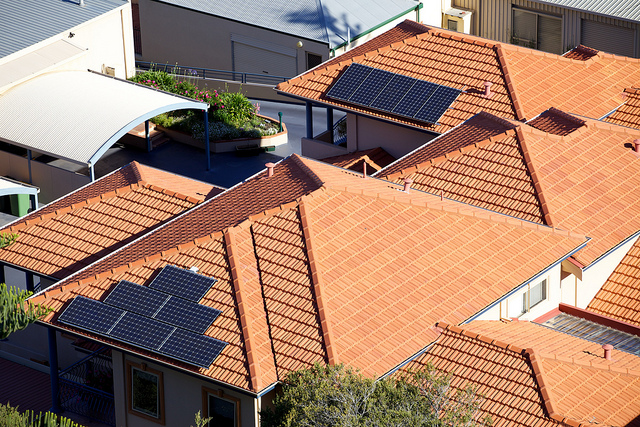 rooftops with solar panels
