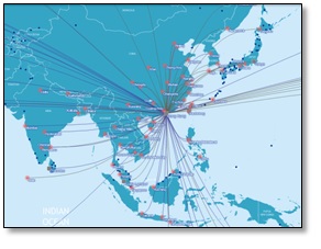 Hong Kong hub of the Worldwide Airline Network.
