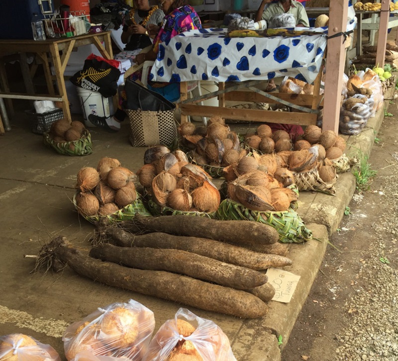 Tongan produce at market stall