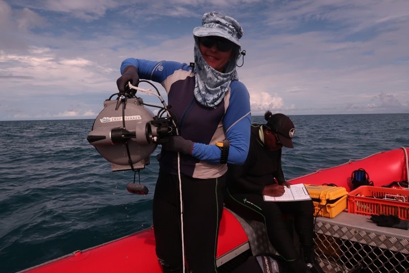 CSIRO scientist Nicole Murphy using a remotely operated vehicle for surveying deep water habitats in Torres Strait. 