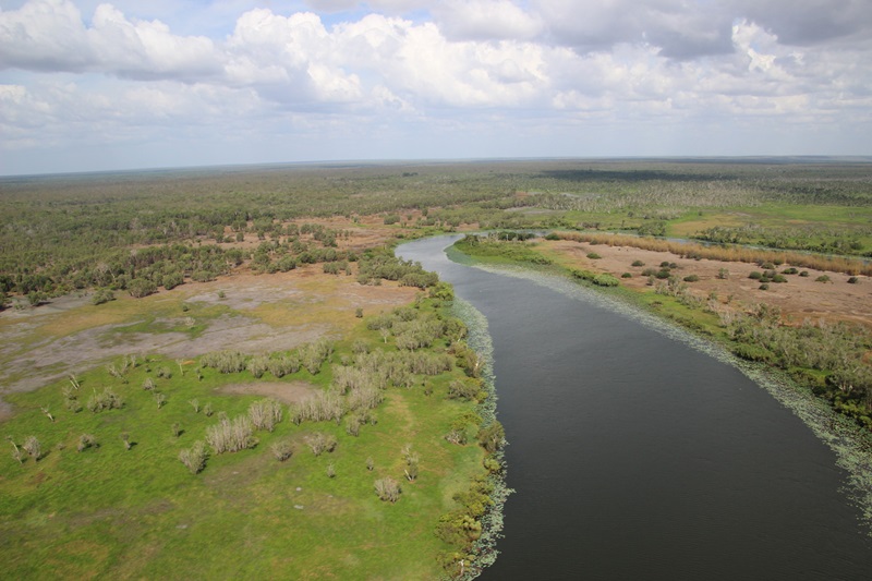 aerial of a river and flood plain