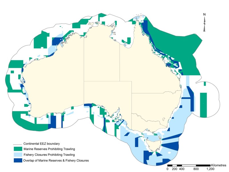 map of australia showing where trawling is allowed
