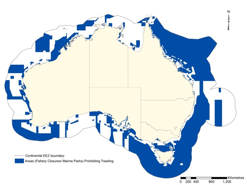 map of australia showing where trawling is not allowed