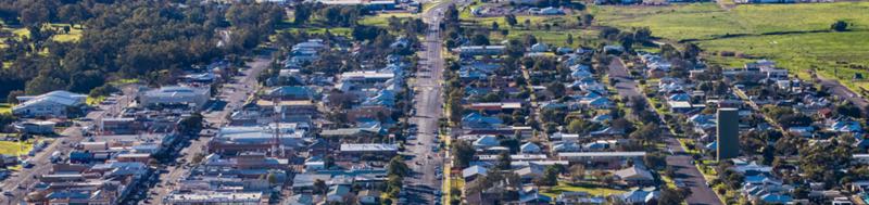 Aerial picture of Narrabri. Regional centres like Narrabri offer an attractive alternative to living in a major city.