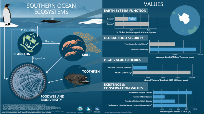 A diagram of shifts in the distribution of species in Southern Ocean ecosystems