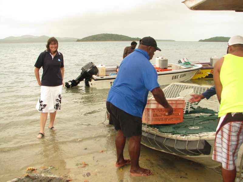 Eva Plaganyi joins Indigenous fishers in the Torres Strait to bring in the day’s lobster catch. 