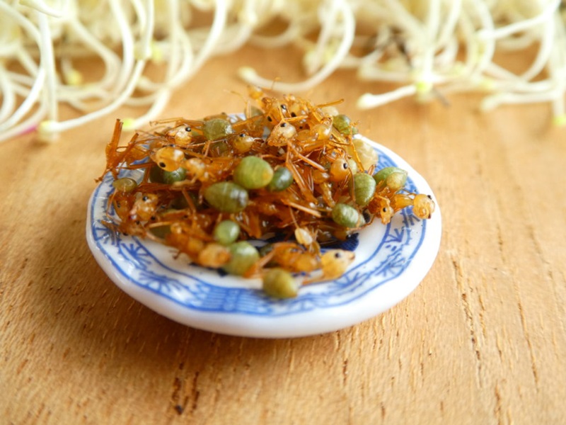 A small bowl with a pile of dead green tree ants