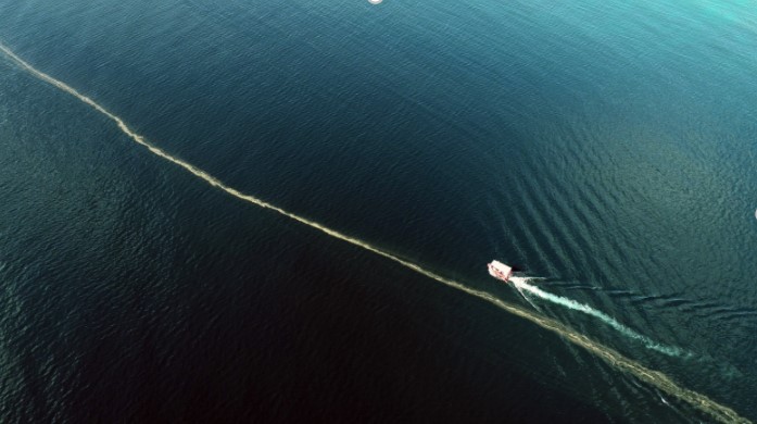 aerial view of a coral slick