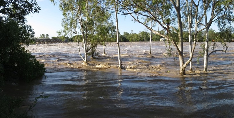 Flooding near a bridge