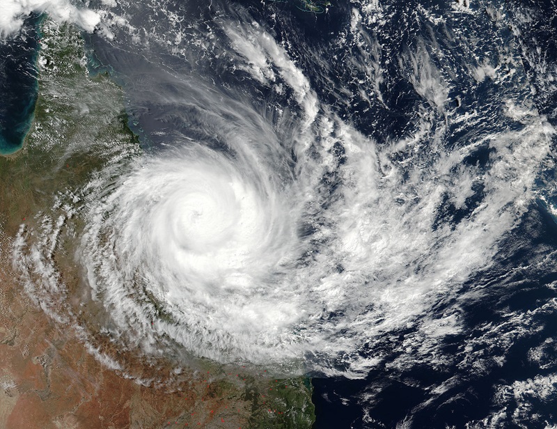 satellite image of cyclone of coast of northern Queensland
