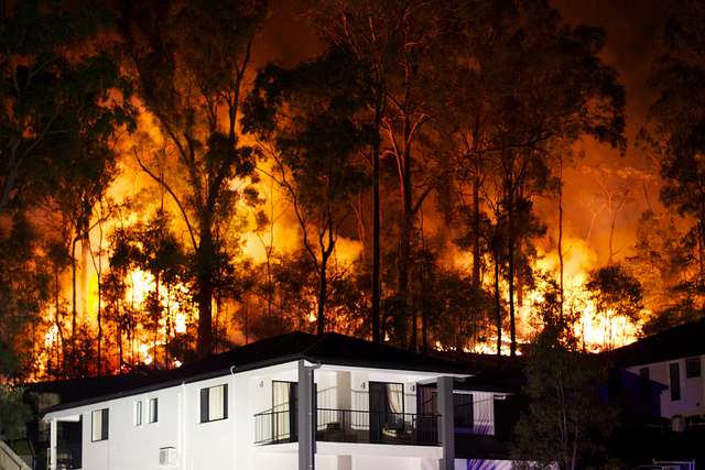 Bushfire burns dangerously close to residential property