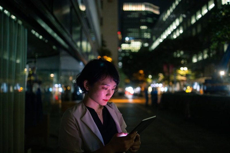 Woman looking a phone