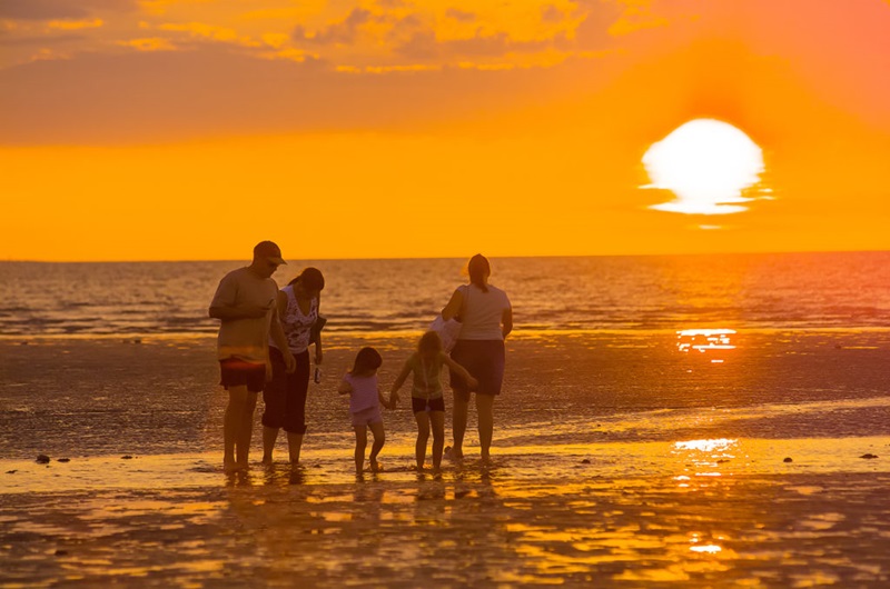 A family in the sunset